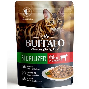 Mr.Buffalo ADULT влажный корм для кошек для стерилизованных Говядина в соусе 28х85гр купить  зоотовары для животных