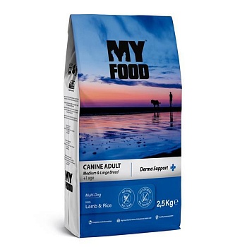 Myfood Canine Adult Medium & Large Breed Multi-Dog with Lamb & Rice сухой корм для собак с ягненком и рисом 2,5кг купить  зоотовары для животных