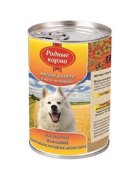РОДНЫЕ КОРМА консервы для собак Мясное Ассорти в Желе По Боярски 6х970г купить  зоотовары для животных