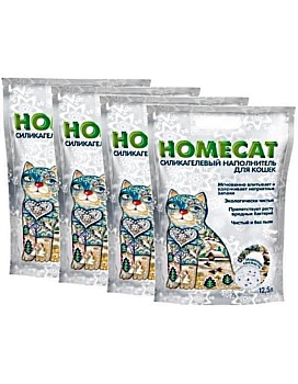 HOMECAT Морозная свежесть Силикагелевый наполнитель для кошачьих туалетов с ароматом морозной свежести 4x12,5л купить  зоотовары для животных