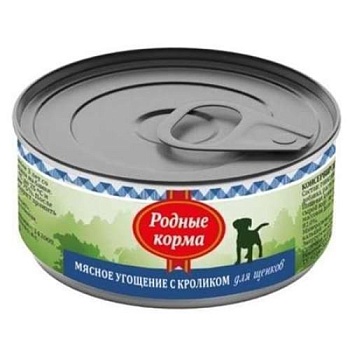 РОДНЫЕ КОРМА консервы для щенков Мясное угощение с Кроликом 24х100г купить  зоотовары для животных