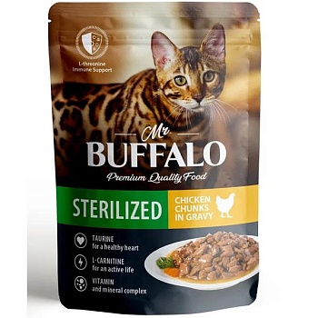 Mr.Buffalo ADULT влажный корм для кошек для стерилизованных Ягненок в соусе 28х85гр купить  зоотовары для животных
