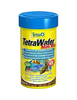 TETRA Wafer Mini Mix - корм для всех донных рыб в виде меленьких чипсов 100мл. купить  зоотовары для животных