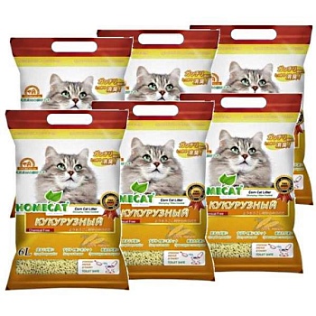 HOMECAT Эколайн Кукурузный комкующийся наполнитель 6х6л купить  зоотовары для животных