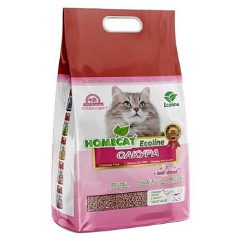 HOMECAT Ecoline Сакура комкующийся наполнитель для кошачьих туалетов с ароматом сакуры 6л купить  зоотовары для животных