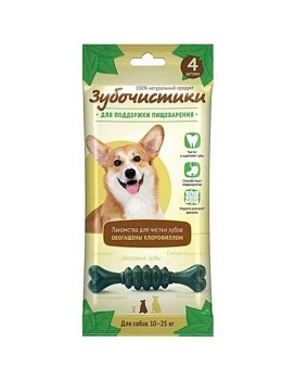 Зубочистики Мятные с Хлорофиллом для Собак Средних Пород, 4Шт/70Г 73303983 купить  зоотовары для животных