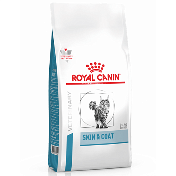 Royal Canin SKIN & COAT FELINE ветеринарная диета для кошек кастрированных или стерилизованных с повышенной чувствительностью кожи и шерсти с момента операции до 7 лет 1,5кг купить  зоотовары для животных