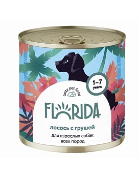 FLORIDA консервы для взрослых собак всех пород лосось с грушей 12х240г купить  зоотовары для животных