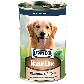Happy Dog Natur Line консервы для собак Ягненок с рисом 12х410гр купить  зоотовары для животных