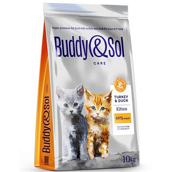 BUDDY SOL CARE KITTEN сухой корм для котят с индейкой и уткой 10кг купить  зоотовары для животных