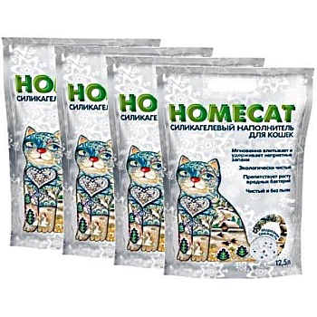 HOMECAT Морозная свежесть Силикагелевый наполнитель для кошачьих туалетов с ароматом морозной свежести 4x12,5л купить  зоотовары для животных
