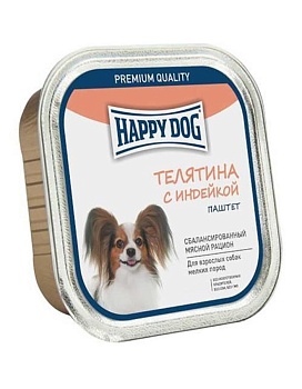 Happy Dog Natur Line консервы для собак Телятина с индейкой паштет 10х125гр купить  зоотовары для животных