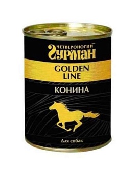 Четвероногий ГУРМАН Golden консервы для собак Конина натуральная в желе 12х340г купить  зоотовары для животных