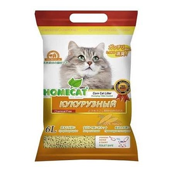 HOMECAT Эколайн Кукурузный комкующийся наполнитель 6л купить  зоотовары для животных