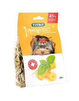 Titbit Печенье Pene с Сыром и Зеленью для Собак Мелких Пород 200г купить  зоотовары для животных