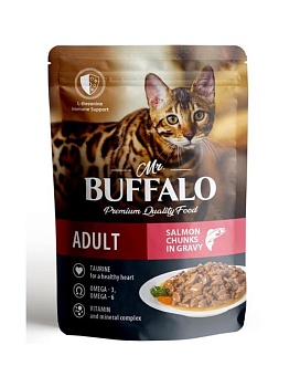 Mr.Buffalo ADULT влажный корм для кошек с чувствительной кожей Лосось в соусе 28х85гр купить  зоотовары для животных