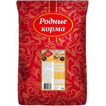 РОДНЫЕ КОРМА сухой корм для взрослых кошек курица 10кг купить  зоотовары для животных