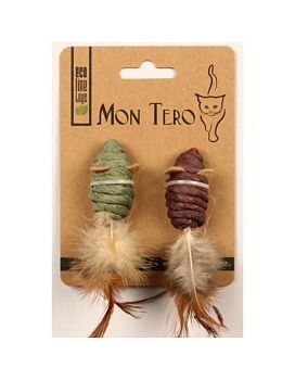 Мон Теро ЭКО игрушка для кошек "Мышь", 2шт х 5 см, с кошач. мятой, зелен./фиолет. XHC-2156-V купить  зоотовары для животных