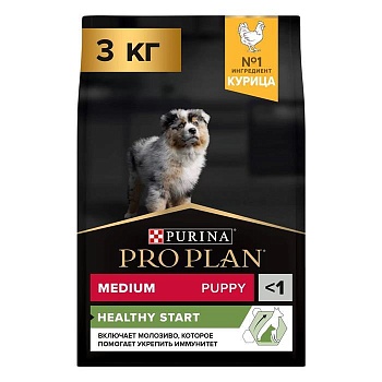 PRO PLAN Puppy Medium сухой корм для щенков средних пород 10 - 25 кг Курица 3кг купить  зоотовары для животных