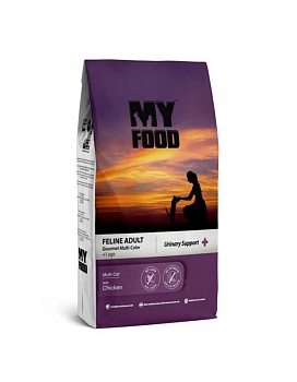 Myfood Feline Adult Gourmet Multi-Color Multi-Cat with Chicken сухой корм для кошек с курицей 12кг купить  зоотовары для животных