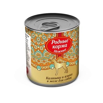 РОДНЫЕ КОРМА консервы для собак Нежные Калтыки и языки в желе 12х240г купить  зоотовары для животных