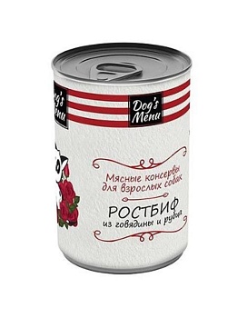 Dog`s Menu консервы для взрослых собак ростбиф из говядины и рубца 12х340г купить  зоотовары для животных