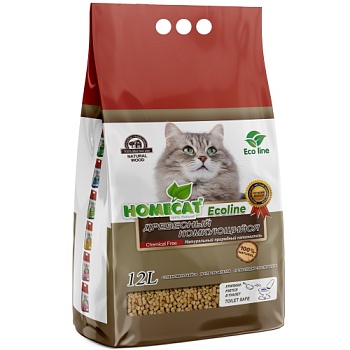 HOMECAT Ecoline древесный комкующийся наполнитель для кошачьих туалетов 12л купить  зоотовары для животных