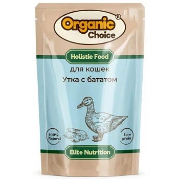 Organic Сhoice пауч полнорационный консервированный корм для кошек утка с бататом в соусе 14х85г купить  зоотовары для животных