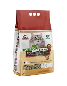 HOMECAT Ecoline древесный комкующийся наполнитель в гранулах для кошачьих туалетов 12л купить  зоотовары для животных