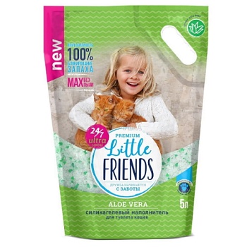 Наполнитель LITTLE FRIENDS Aloe Vera силикагелевый с ароматом алоэ вера 5л купить  зоотовары для животных