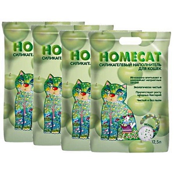 HOMECAT Яблоко Силикагелевый наполнитель для кошачьих туалетов с ароматом яблока 4х12,5л купить  зоотовары для животных