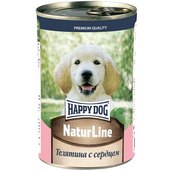 HAPPY DOG Natur Line консервы для щенков телятина с сердцем 20х410гр купить  зоотовары для животных