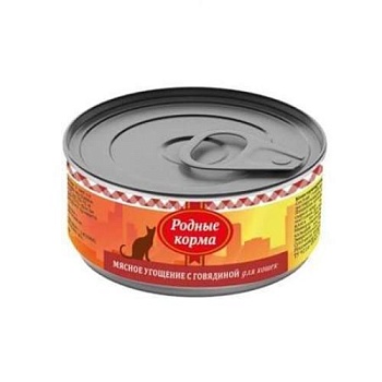 РОДНЫЕ КОРМА консервы для кошек Мясное угощение с Говядиной 24х100г купить  зоотовары для животных