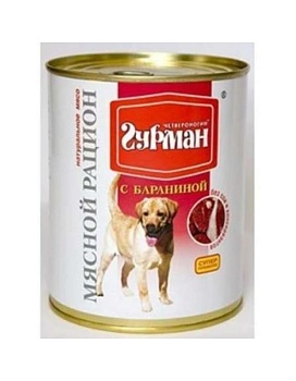 Четвероногий Гурман Мясной Рацион для Собак с Бараниной 6х850г купить  зоотовары для животных