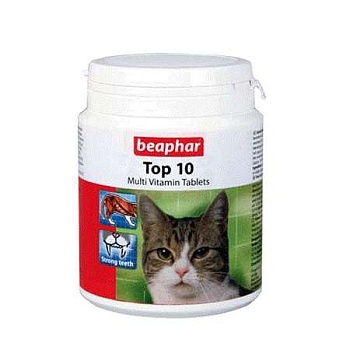 Beaphar Top 10 Мультивитамины для Кошек с Таурином и L-Карнитином 180шт купить  зоотовары для животных