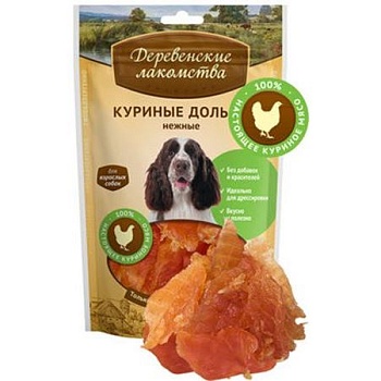 Деревенские Лакомства 100 % Мяса Куриные Дольки Нежные для Собак 90г купить  зоотовары для животных