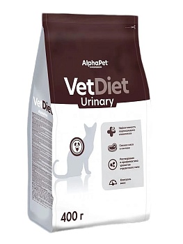 ALPHAPET VET DIET URINARY сухой корм для взрослых кошек при заболеваниях нижних отделов мочевыводящих путей 400г купить  зоотовары для животных