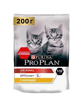 PRO PLAN сухой корм для котят до года, с высоким содержанием курицы 400г купить  зоотовары для животных