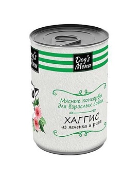 Dog`s Menu консервы для взрослых собак хаггис из ягненка и риса 12х340г купить  зоотовары для животных