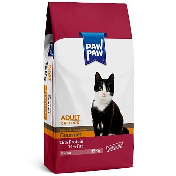 Pawpaw Adult Cat Food Gourmet сухой корм для кошек 15кг купить  зоотовары для животных