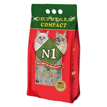 N1 CRYSTALS COMPACT Комкующийся наполнитель 5л купить  зоотовары для животных