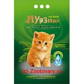 Наполнитель для кошек Мурзик Лесной 4х4л купить  зоотовары для животных