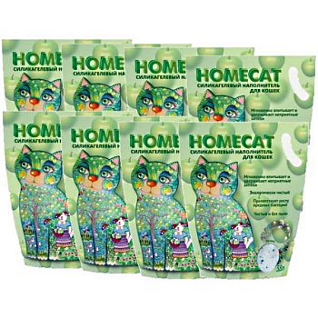 HOMECAT Яблоко Силикагелевый наполнитель для кошачьих туалетов с ароматом яблока 8х3,8л купить  зоотовары для животных
