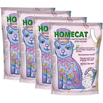 HOMECAT Волшебные кристаллы силикагелевый наполнитель для кошачьих туалетов 4х7,6л купить  зоотовары для животных