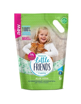 Наполнитель LITTLE FRIENDS Aloe Vera силикагелевый с ароматом алоэ вера 5л купить  зоотовары для животных