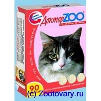 Доктор Zoo Витамины для Кошек со Вкусом Ветчины 6х90таб купить  зоотовары для животных