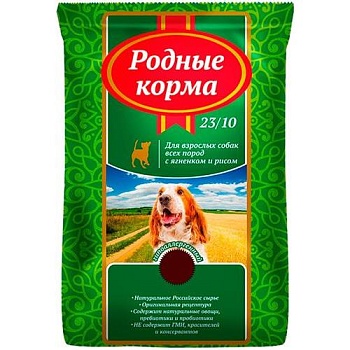 РОДНЫЕ КОРМА сухой корм для взрослых собак ягненок с рисом 10кг купить  зоотовары для животных