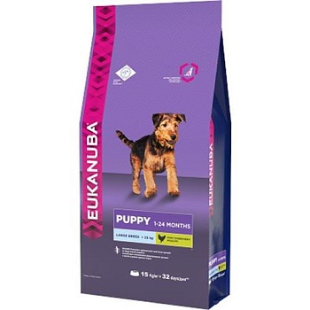 EUKANUBA PUPPY LARGE BREED сухой корм для щенков крупных пород 15кг купить  зоотовары для животных