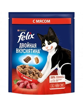 Felix Двойная вкуснятина корм для кошек, с мясом 200г купить  зоотовары для животных