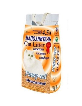 Наполнитель для кошек Пусси-Кет Наколнитель Минеральный 3х4,5л купить  зоотовары для животных